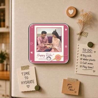 Personalized Rakhi Musical Fridge Magnet  Custom Photo & Voice Message Gift for Brother Sister |Memorable Raksha Bandhan Keepsake